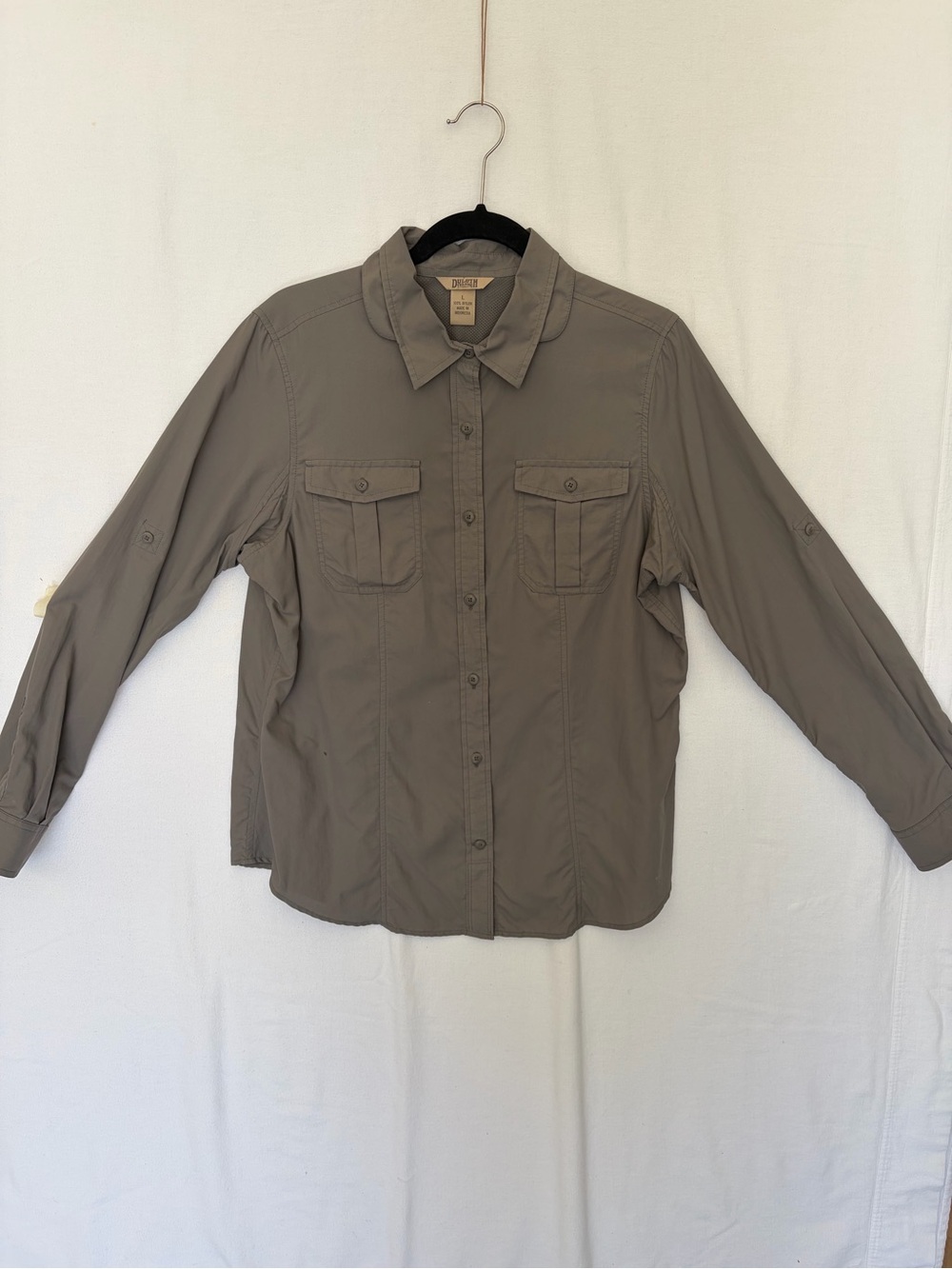 Duluth Trading Co women’s Button-Down Shirt Gray Sz L